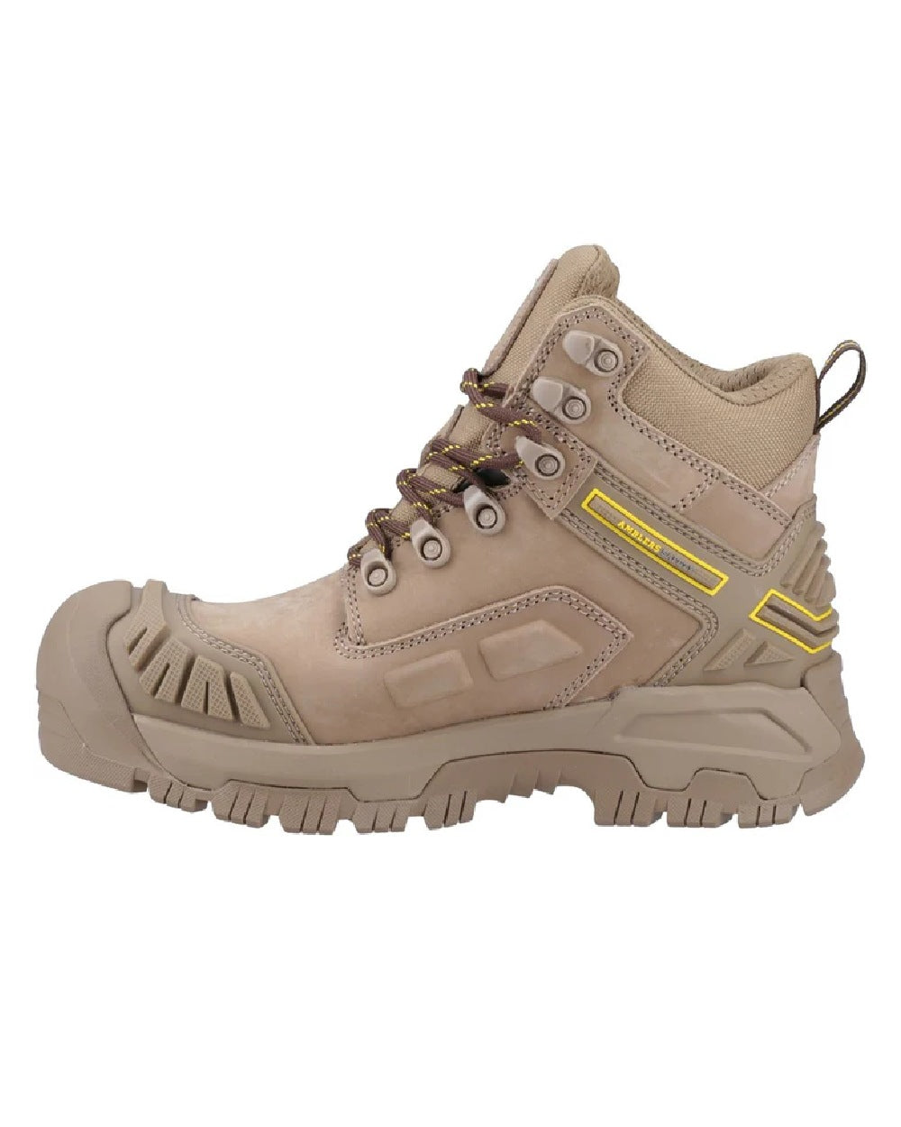 Stone coloured Amblers Safety AS965C Stone Safety Boots on white  background 