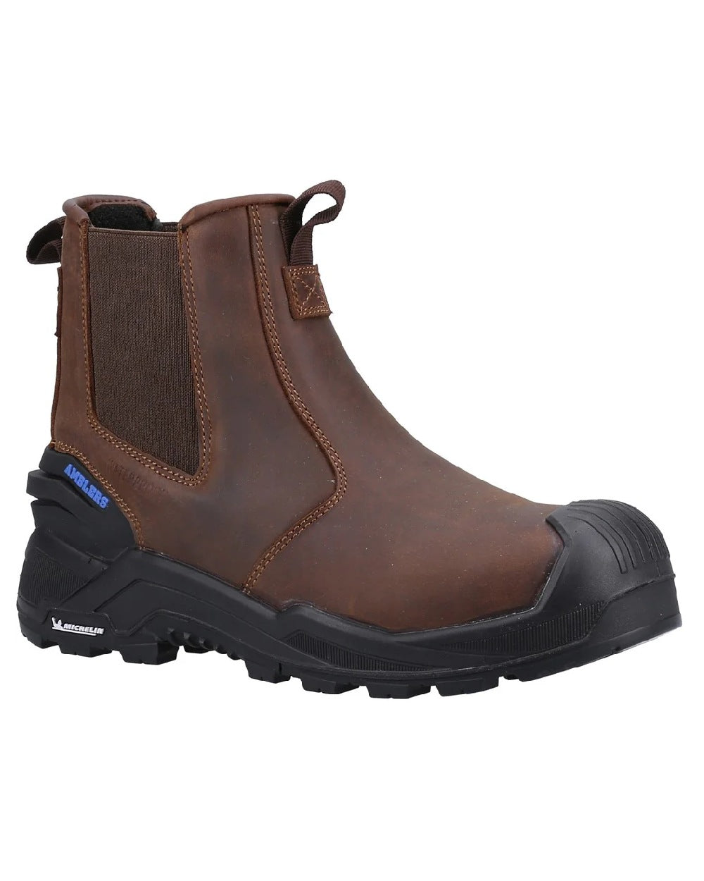 Brown coloured Amblers Safety AS982C Conway Waterproof Dealer Boots on white background