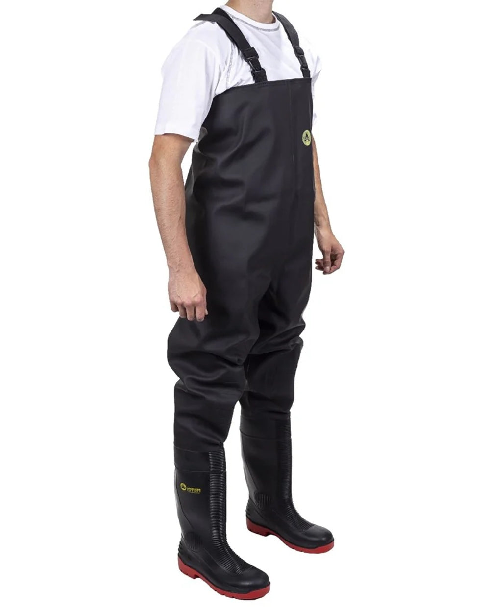 Black Coloured Amblers Safety Danube S5 SRA Chest Safety Waders on white background