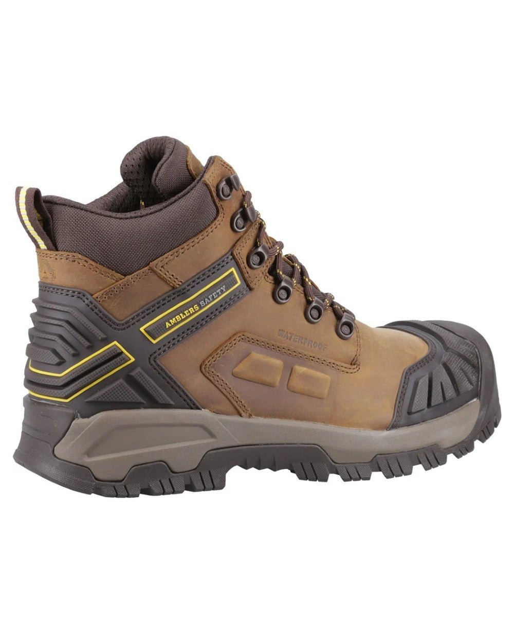 Brown coloured Amblers Safety Mens AS961C Quarry S7S SR Waterproof Safety Boots on white background 