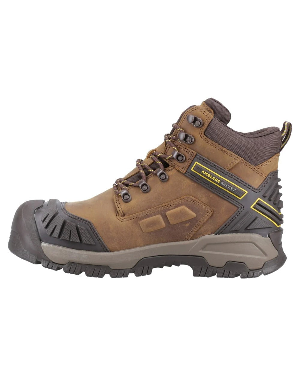 Brown coloured Amblers Safety Mens AS961C Quarry S7S SR Waterproof Safety Boots on white background 