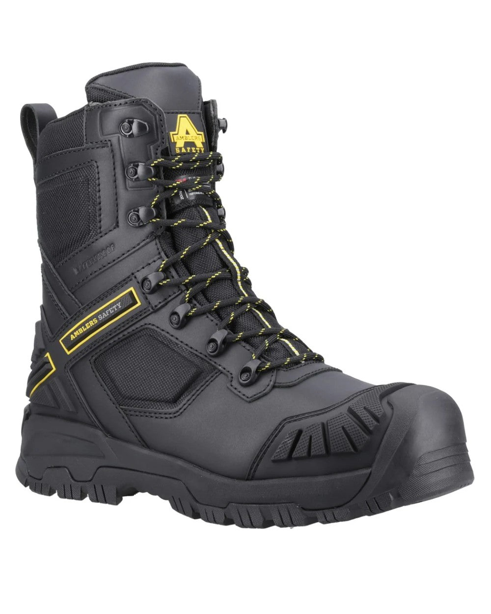 Black coloured Amblers Safety Mens AS963C Dynamite S7S SR Waterproof  Boots on white background 