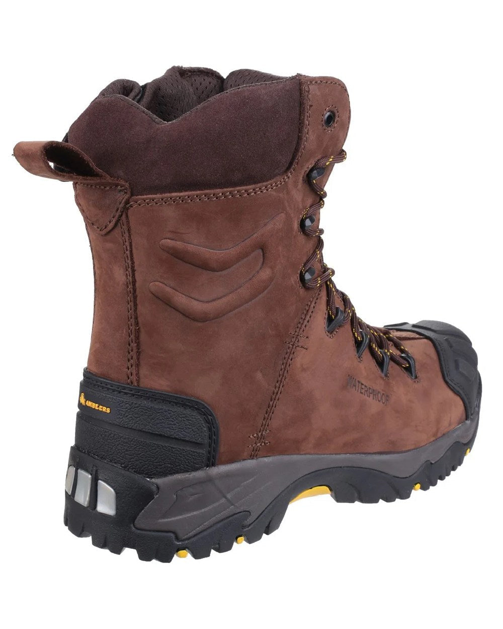 Brown Coloured Amblers Safety Mens AS995 Pillar S3 SRC Hi Leg Waterproof Safety Boots on white background