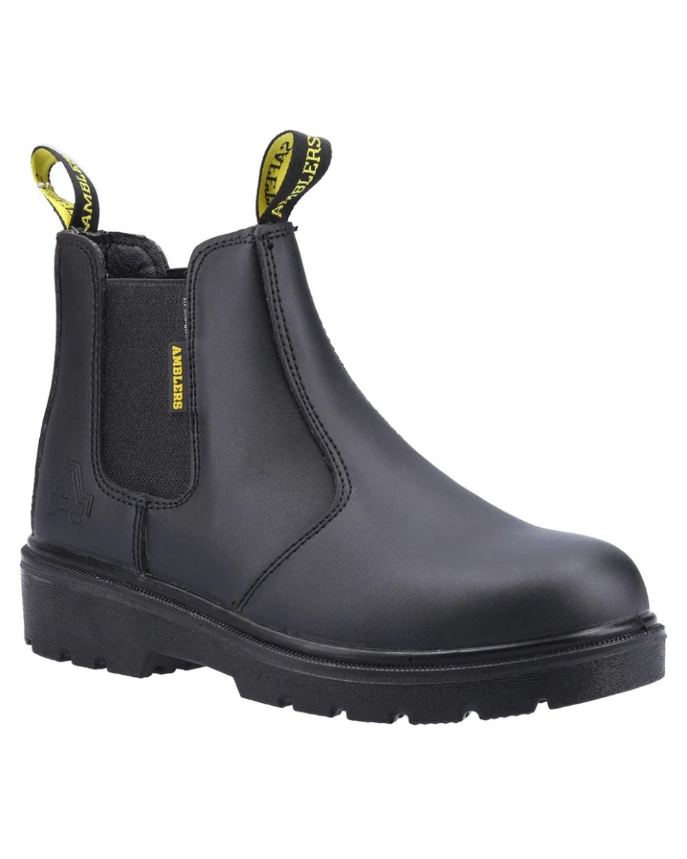 Black Coloured Amblers Safety Mens FS116 Hardwearing SRC Safety Dealer Boots on white background