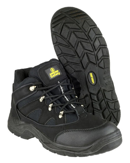 Black Coloured Amblers Safety Mens FS151 Vegan Friendly SRC Safety Boots on white background 