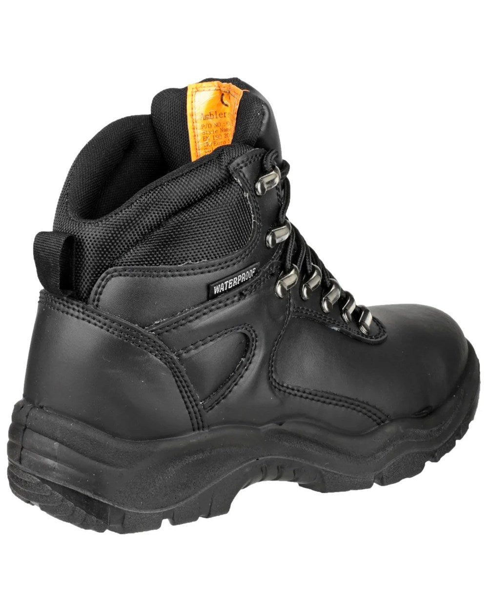 Black Coloured Amblers Safety Mens FS218 S3 SRC Safety Boots on white background 
