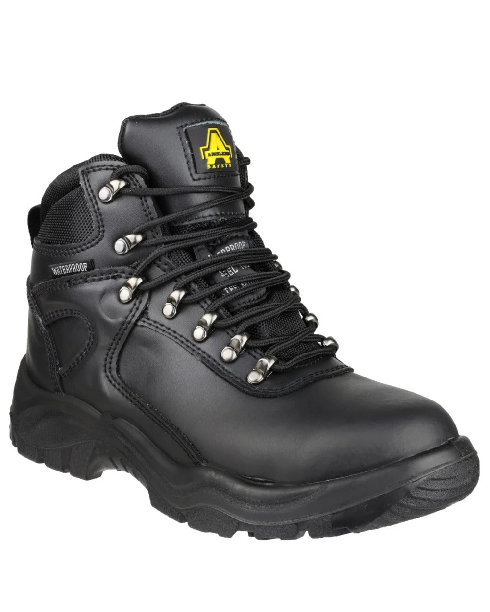 Black Coloured Amblers Safety Mens FS218 S3 SRC Safety Boots on white background 