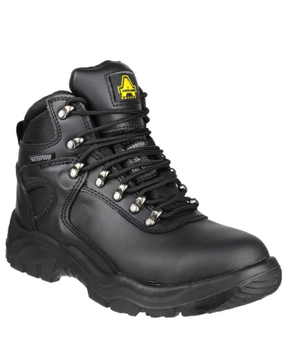 Black Coloured Amblers Safety Mens FS218 S3 SRC Safety Boots on white background 