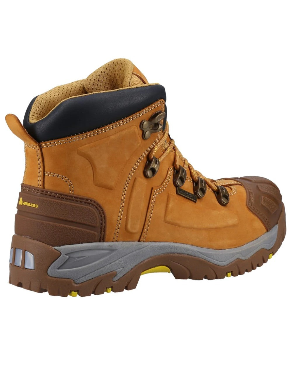 Honey Coloured Amblers Safety Mens FS33 Waterproof Safety Boots on a White backgroud 