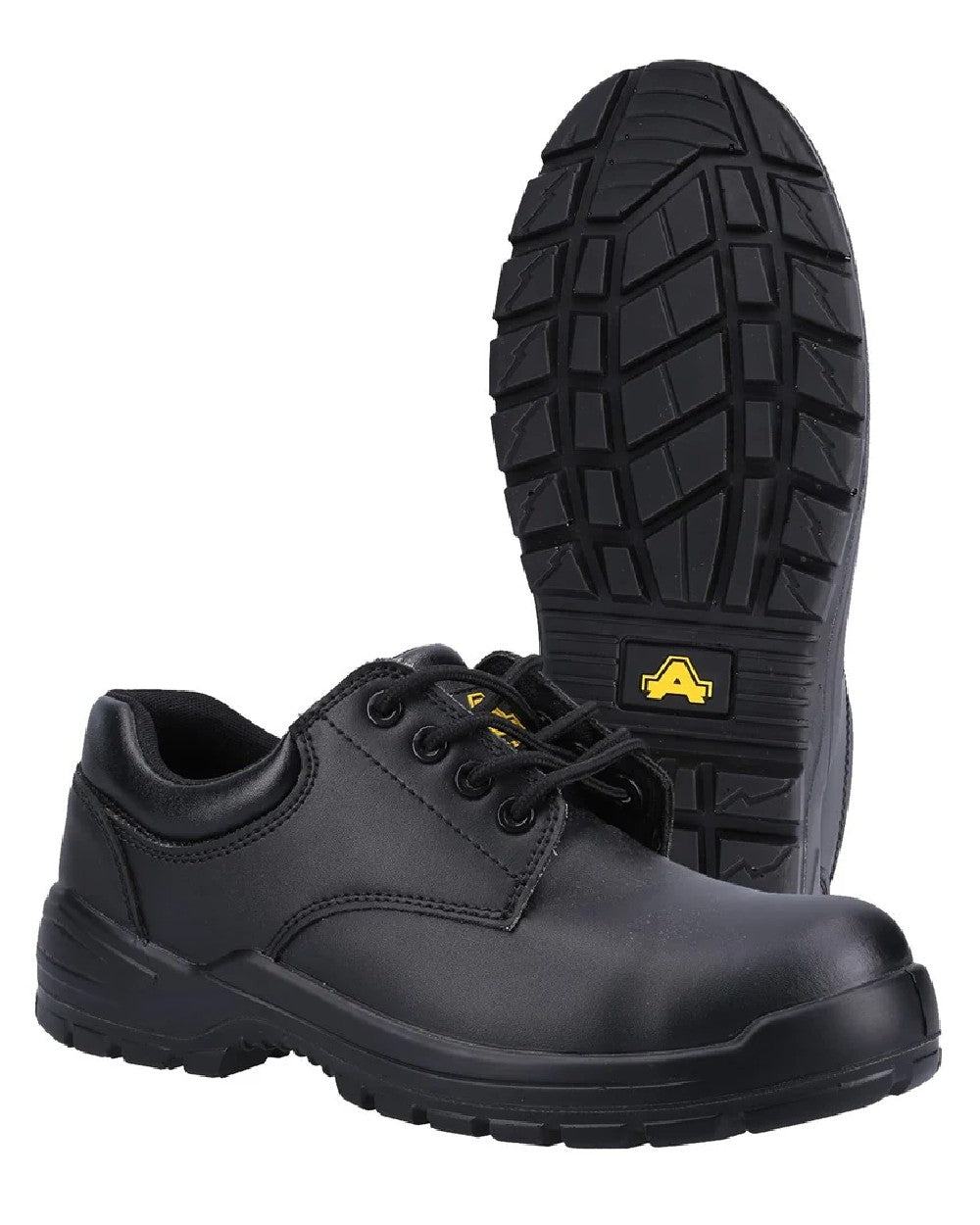 Black Coloured Amblers Safety Mens FS38C Gibson S1P SRA Safety Shoes on white background 