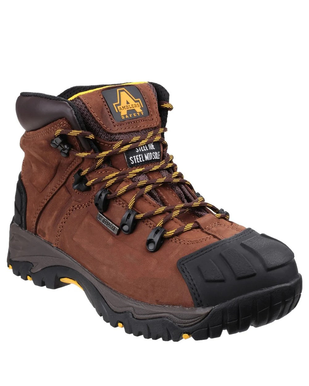 Brown Coloured Amblers Safety Mens FS39 Waterproof S3 SRC Safety Boots on white background