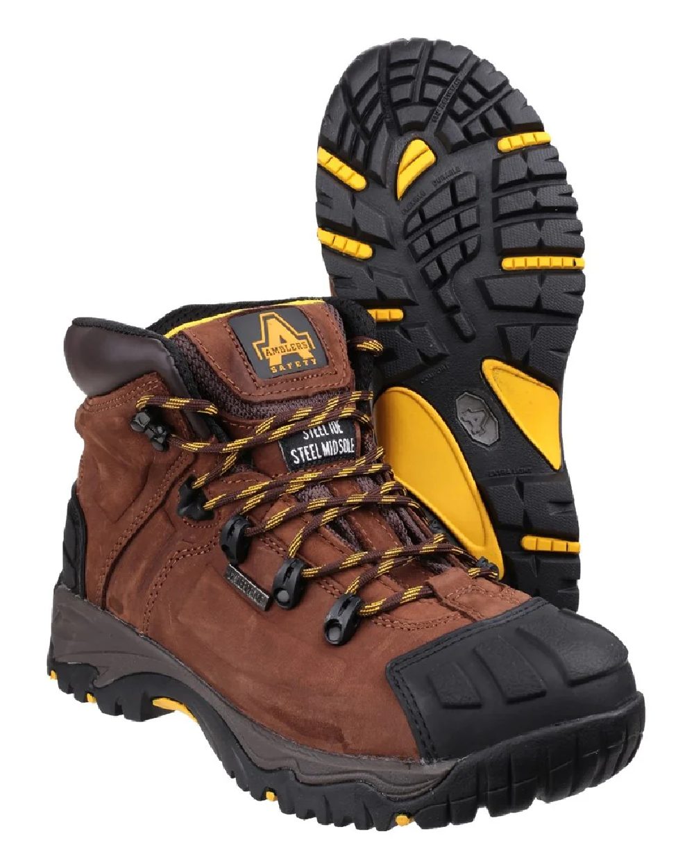 Brown Coloured Amblers Safety Mens FS39 Waterproof S3 SRC Safety Boots on white background
