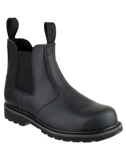 Black Coloured Amblers Safety Mens FS5 Goodyear Welted SRA Safety Dealer Boots on white background 