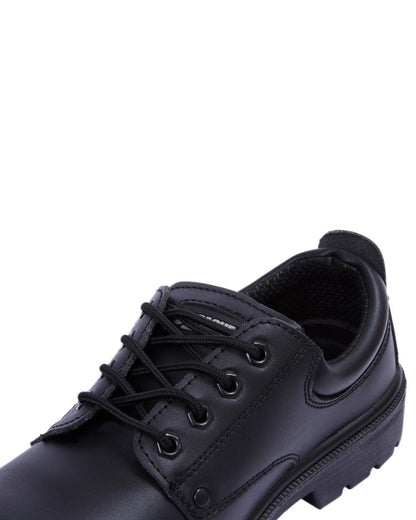 Black Coloured Apache Mens 4 Eye Safety Shoes on white background 