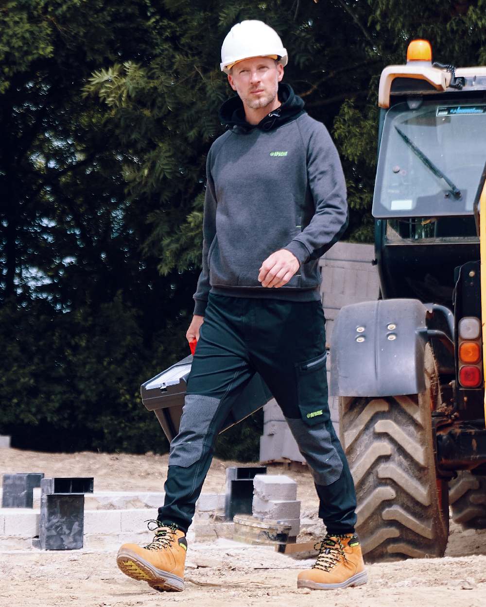 Black Grey Coloured Apache Mens 4-Way Stretch Watson Jogger on outdoor background 