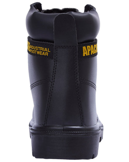 Black Coloured Apache Mens 6 Eye Safety Boots on white background 