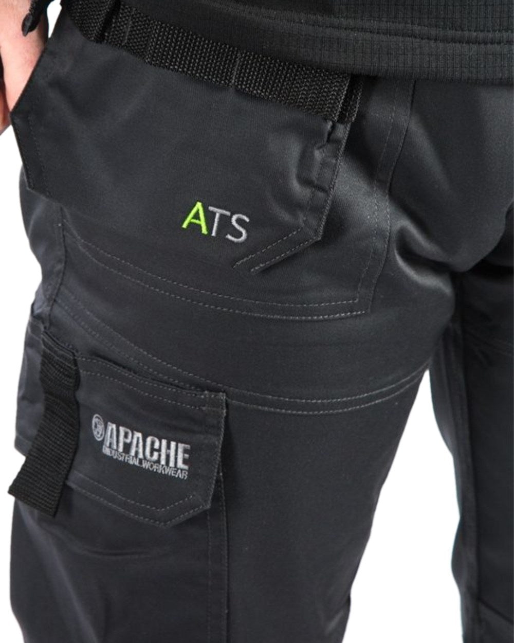 Grey Coloured Apache Mens ATS 3D Stretch Holster Trousers on white background 