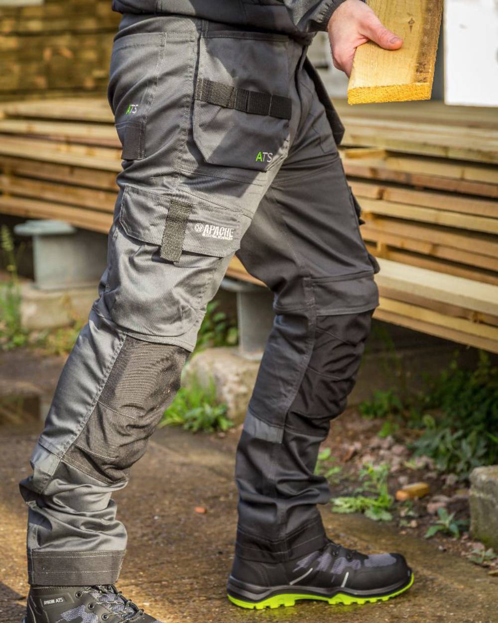 Grey Coloured Apache Mens ATS 3D Stretch Holster Trousers on outdoor background 