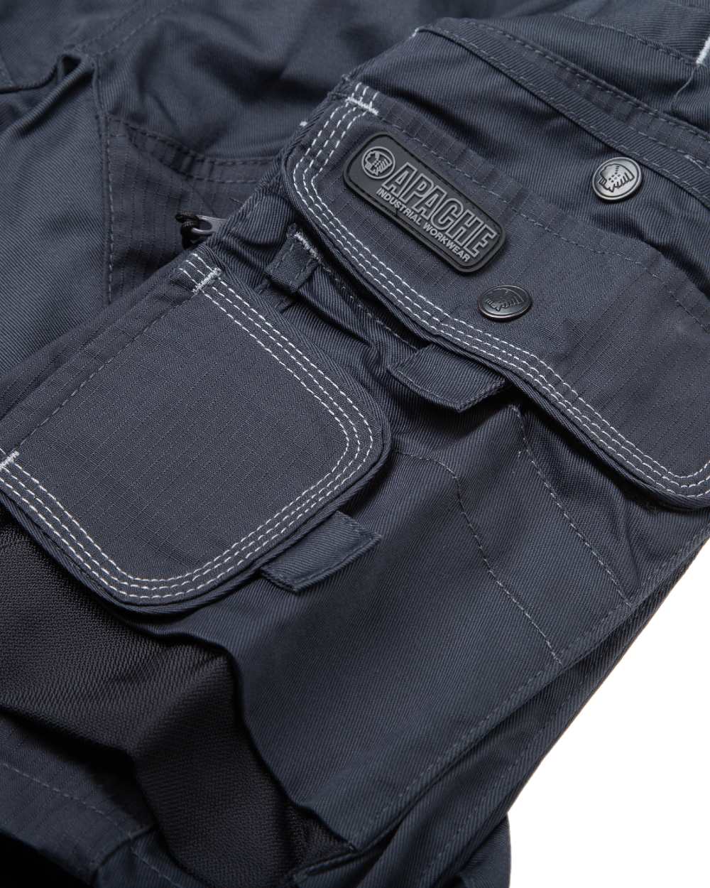 Grey Coloured Apache Mens ATS Cargo Shorts on white background 