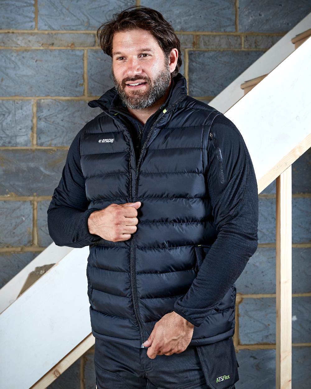 Black Coloured Apache Mens ATS Gilet on outdoor background 