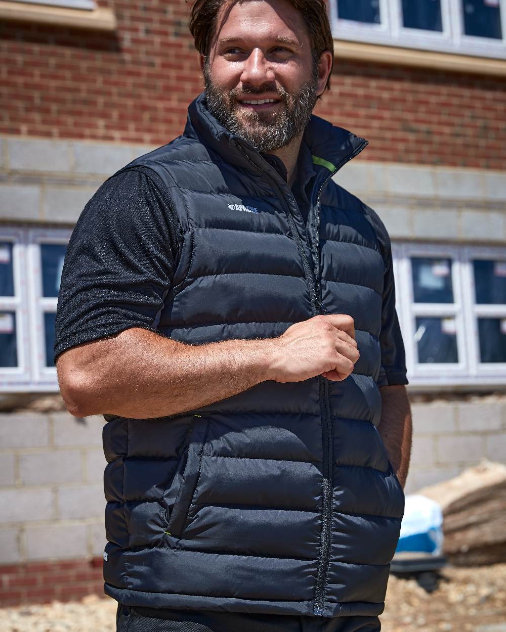 Black Coloured Apache Mens ATS Gilet on outdoor background 