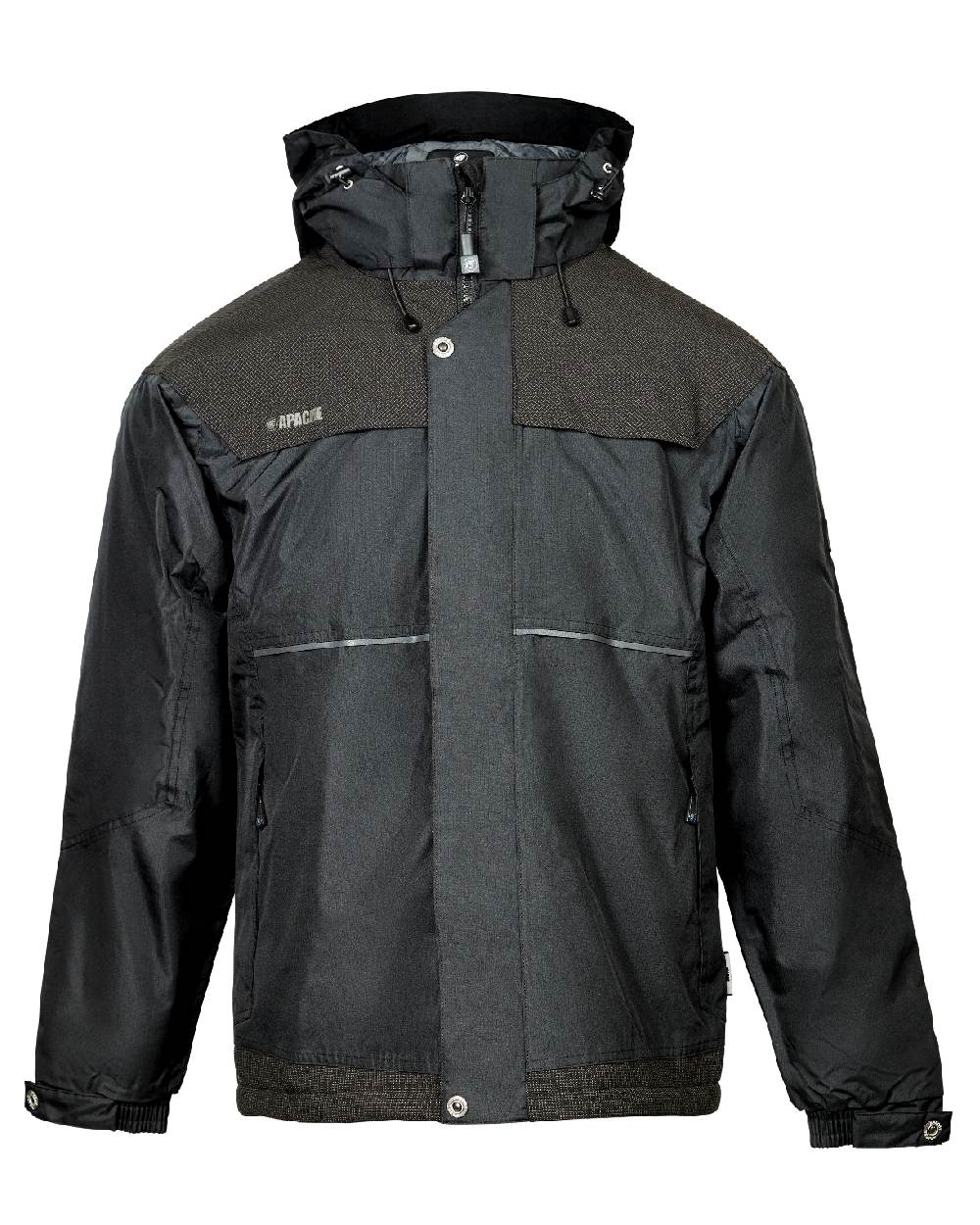 Black Coloured Apache Mens ATS Waterproof Padded Jacket on white background 