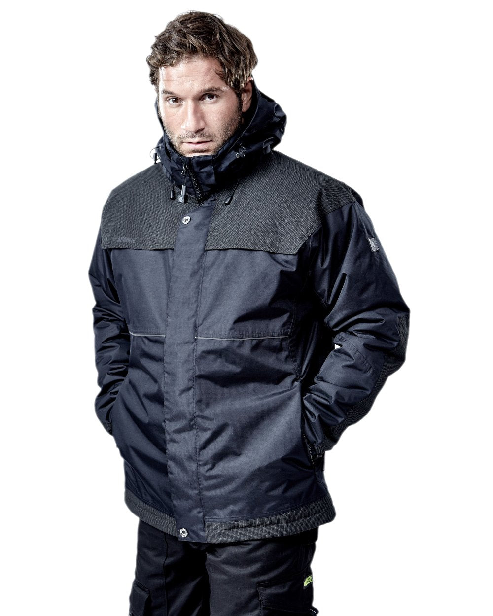 Black Coloured Apache Mens ATS Waterproof Padded Jacket on white background 