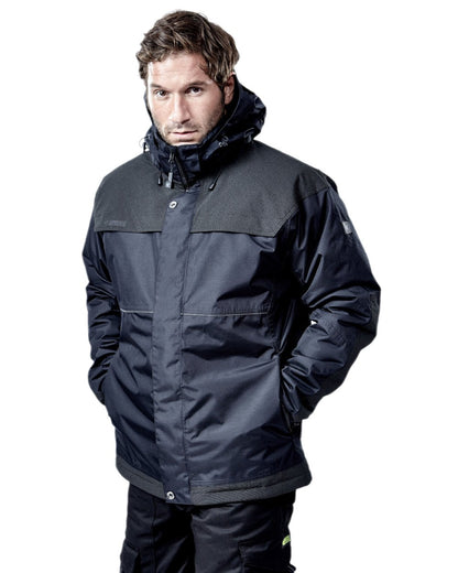 Black Coloured Apache Mens ATS Waterproof Padded Jacket on white background 