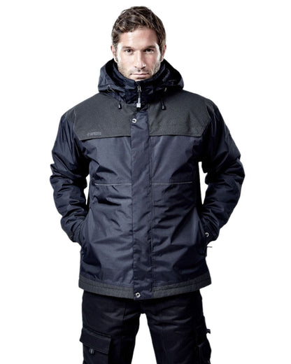 Black Coloured Apache Mens ATS Waterproof Padded Jacket on white background 