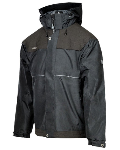 Black Coloured Apache Mens ATS Waterproof Padded Jacket on white background 