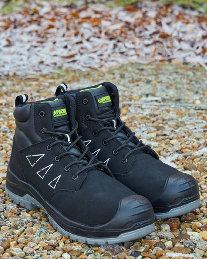 Black Coloured Apache Mens Armstrong Recycled Suede Trainer Boots on outdoor background 