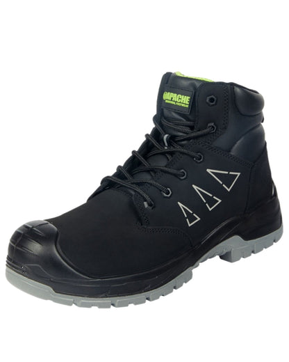 Black Coloured Apache Mens Armstrong Recycled Suede Trainer Boots on white background 