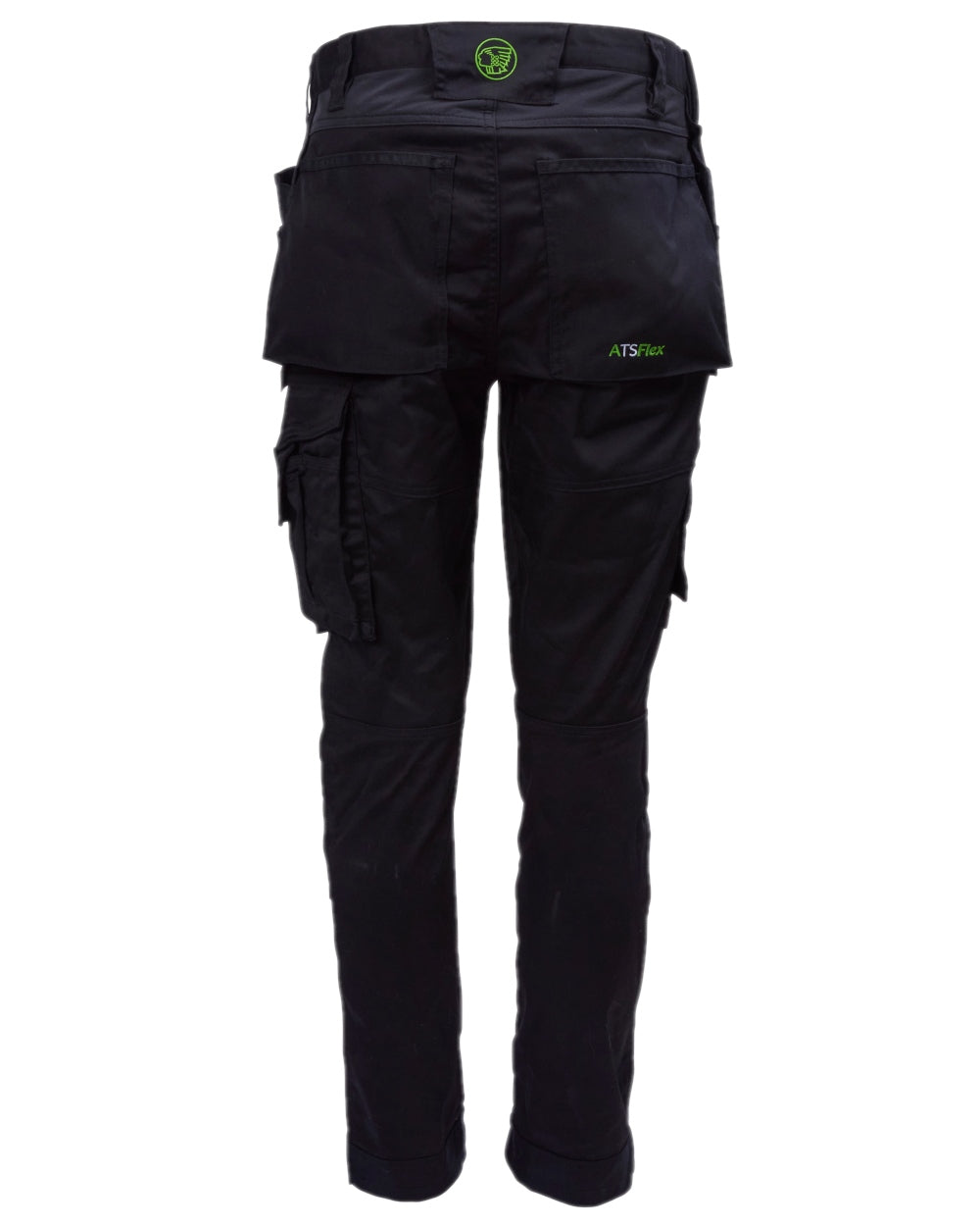 Black Coloured Apache Mens Bancroft Slim Fit Stretch Holster Trousers on white background 