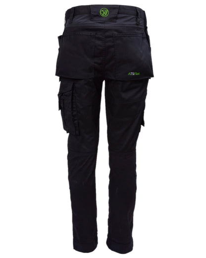 Black Coloured Apache Mens Bancroft Slim Fit Stretch Holster Trousers on white background 