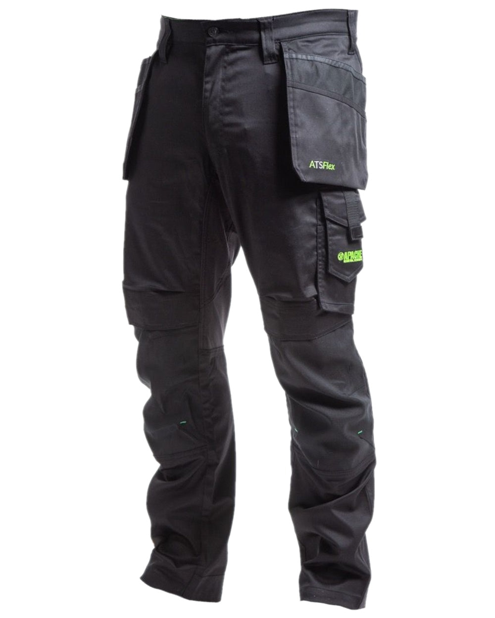 Black Coloured Apache Mens Bancroft Slim Fit Stretch Holster Trousers on white background 