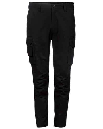 Black Coloured Apache Mens Barkerville Cargo Trousers on white background 