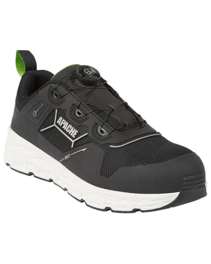 Black Coloured Apache Mens Chatham Trainers With Rebound EVA Midsole ESD on white background 