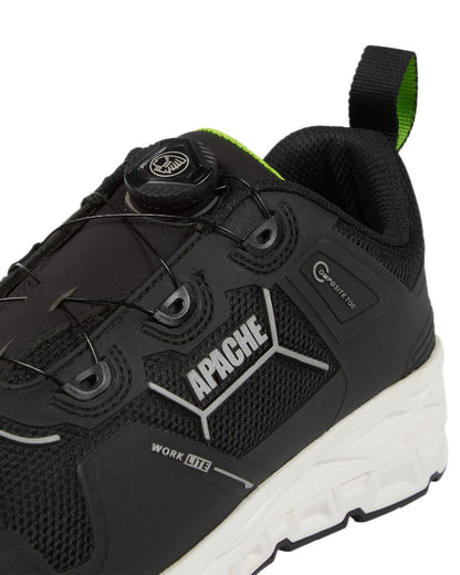 Black Coloured Apache Mens Chatham Trainers With Rebound EVA Midsole ESD on white background 