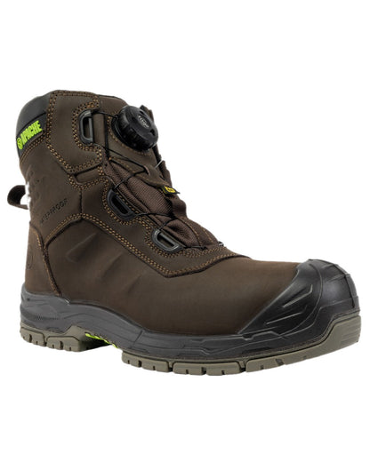 Brown Coloured Apache Mens Churchill Waterproof FITGO Safety Boots ESD on white background 