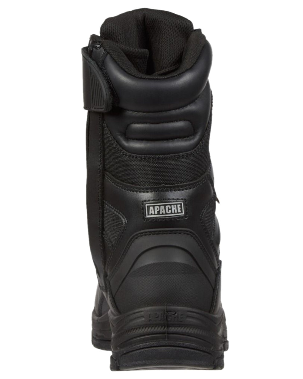 Black Coloured Apache Mens Combat High Leg Waterproof Safety Boots on white background 
