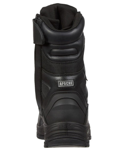Black Coloured Apache Mens Combat High Leg Waterproof Safety Boots on white background 