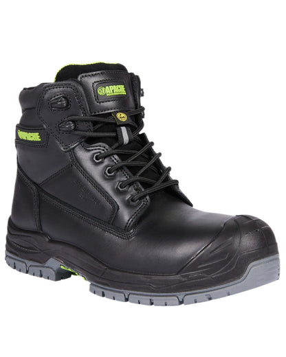 Black Coloured Apache Mens Cranbrook Waterproof ESD Safety Boots on white background 