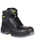 Black Coloured Apache Mens Cranbrook Waterproof ESD Safety Boots on white background 