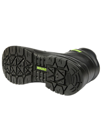 Black Coloured Apache Mens Edmonton Recycled Leather Safety Boots on white background 