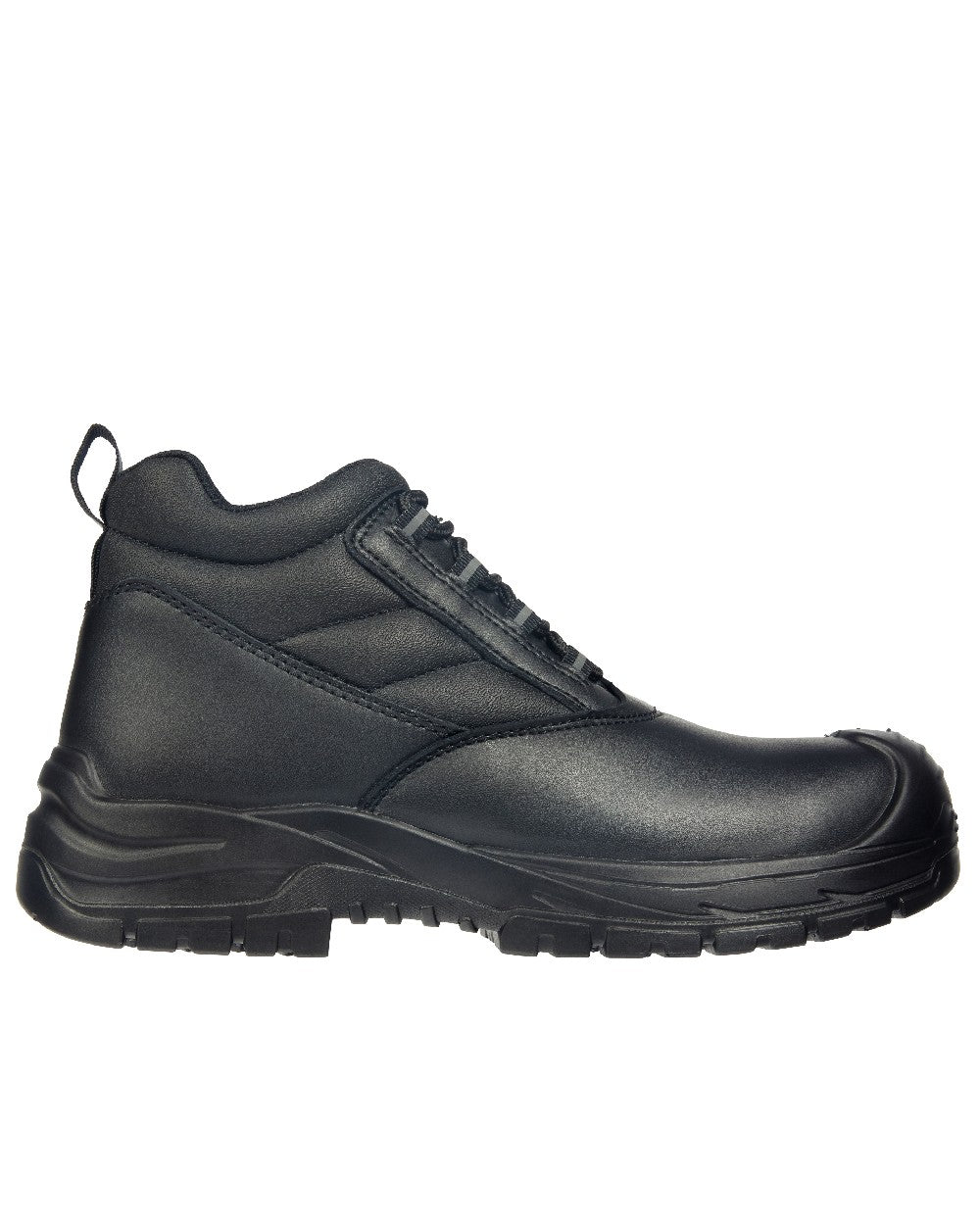Black Coloured Apache Mens Hamilton Recycled Leather Safety Boots on white background 