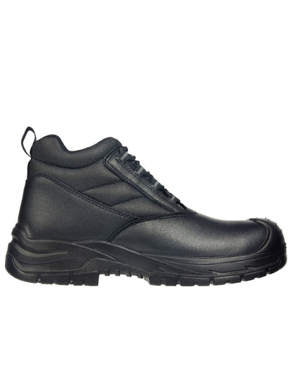 Black Coloured Apache Mens Hamilton Recycled Leather Safety Boots on white background 