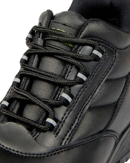 Black Coloured Apache Mens Hamilton Recycled Leather Safety Boots on white background 