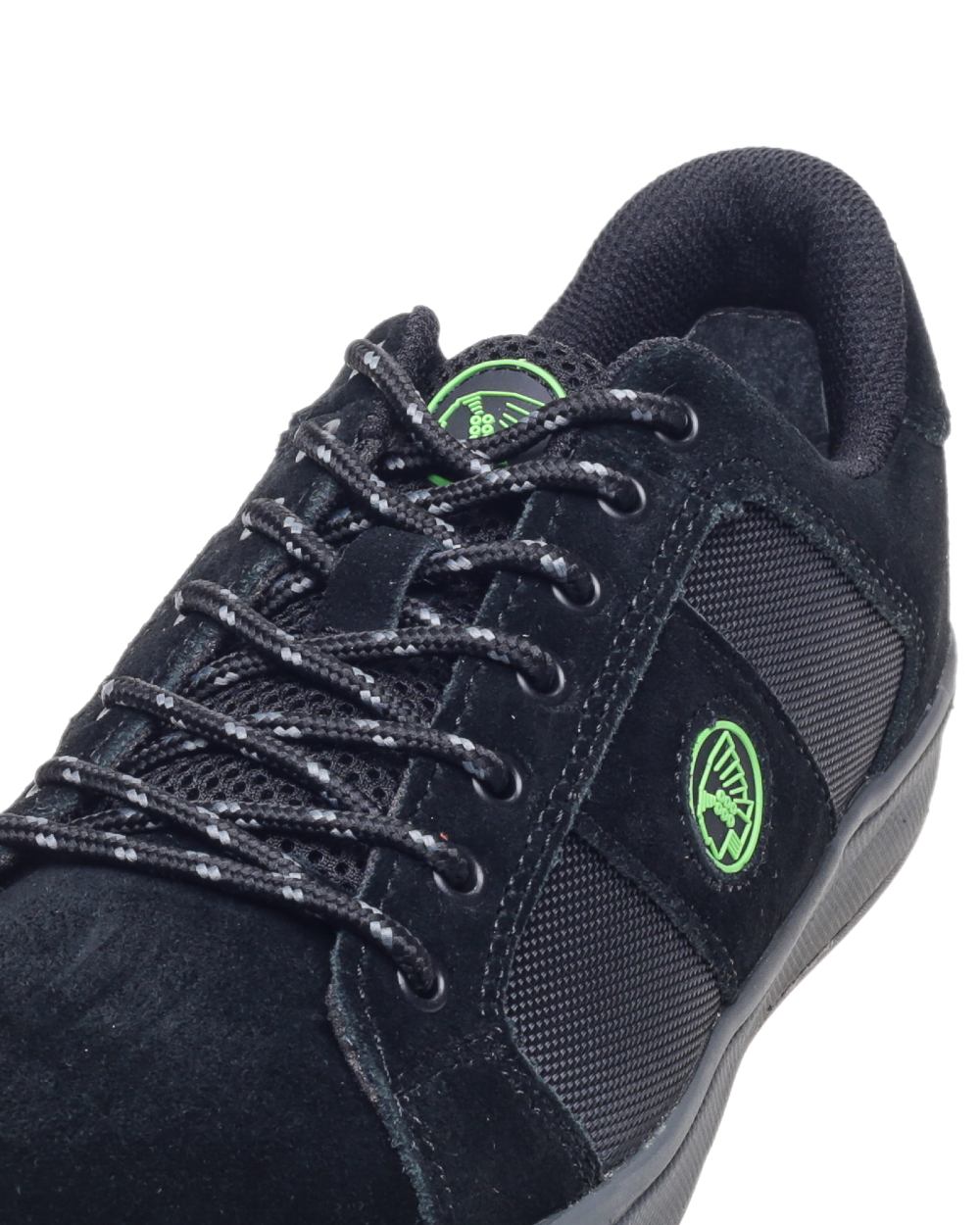 Black Coloured Apache Mens Kick Suede Cupsole Safety Trainers on white background 