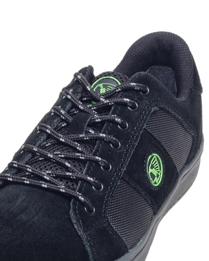 Black Coloured Apache Mens Kick Suede Cupsole Safety Trainers on white background 