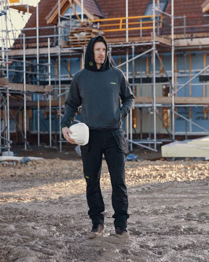 Grey Black Coloured Apache Mens Kingston Hooded Sweatshirt on outdoor background 